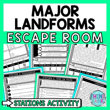 Preview of Landforms Escape Room Stations - Reading Comprehension Activity - Geography