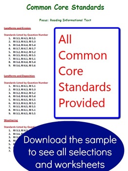 Landforms Informational Reading Selections And Questions