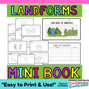 Preview of Landforms Mini Book : Center Activity : Landform Vocabulary