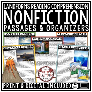Preview of Landforms Nonfiction Reading Comprehension Passages and Questions 3rd, 4th Grade