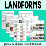 Landforms - Reading Comprehension Worksheets