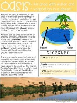 Preview of Landforms Reading Passage: Oasis  |FREEBIE|