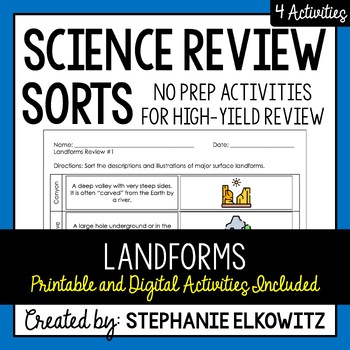 Preview of Landforms Review Sort | Printable, Digital & Easel
