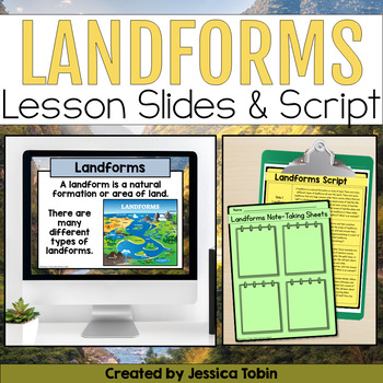 Preview of Landforms PowerPoint Slides and Note Taking Graphic Organizers Worksheets