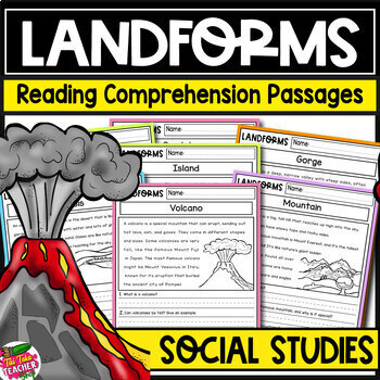 Preview of Landforms Social Studies Reading Comprehension Passages K-2 + Answers
