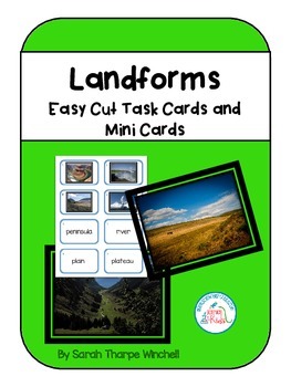 Preview of Landforms Task Cards with Real Photos Assessment Ideas Included