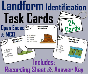 Preview of Bodies of Water and Landforms Task Cards Activity (Geology Unit)