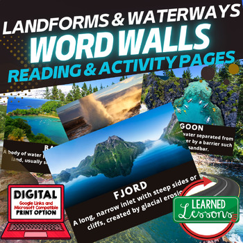 Preview of Landforms & Waterways Word Wall Activity Pages World Geography Word Wall