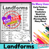 Landforms Word Search Activity : Early Finishers : Morning