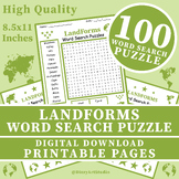 Landforms Word Search Puzzle Worksheet Activity