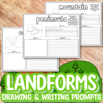 Preview of Landforms Worksheets Drawing and Writing Prompts