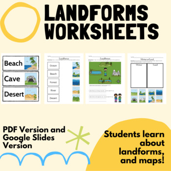 Preview of Landforms Worksheets: Learn Map Skills!  Digital & PDF