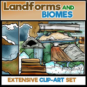 Preview of Landforms and Biomes Clip-Art.  80 Pieces BW/COLOR!