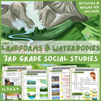 Preview of Landforms and Bodies of Water Activity & Answer Key 3rd Grade Social Studies 