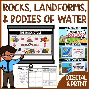 Preview of Landforms and Bodies of Water PLUS Rocks and Soil Lesson Worksheets