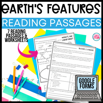 Preview of Landforms and Bodies of Water Worksheets & Reading Comprehension Passages