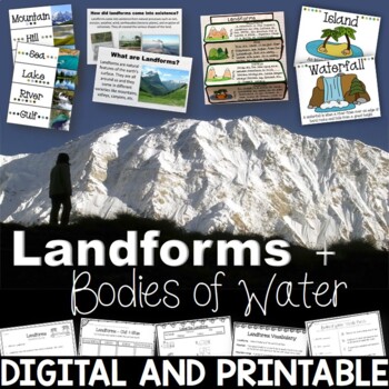 Preview of Landforms & Bodies of Water Bundle| Printables, PowerPoint, Interactive Notebook
