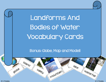 Preview of Landforms and Bodies of Water Vocab Picture Cards