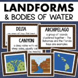 Landforms and Bodies of Water Posters Geography Skills Voc