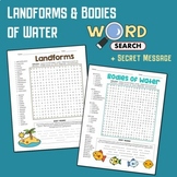 Earth Landforms and Bodies of Water Word Search Vocabulary