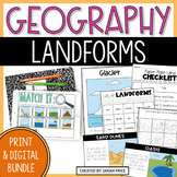Landforms and Bodies of Water Worksheets and Digital Activ