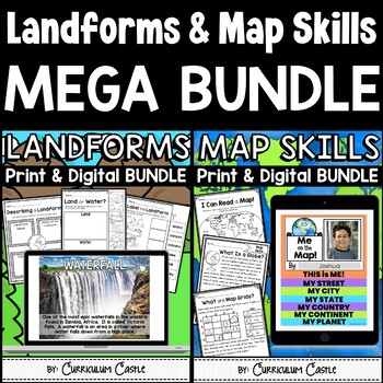 Preview of Landforms and Map Skills Print & Digital Activities MEGA BUNDLE