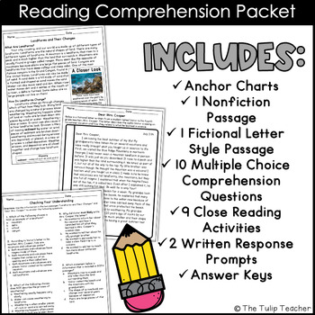 Landforms and Their Changes Reading Comprehension Paired ...