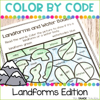 Preview of Landforms and Water Bodies Color by Code