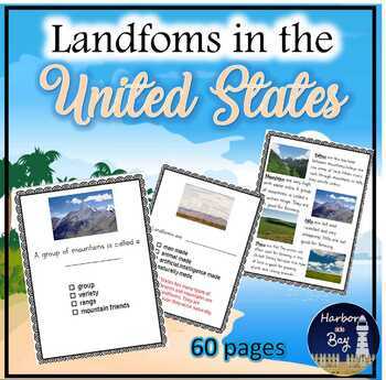 Preview of Landforms in the United States Worksheets & BOOM Cards!
