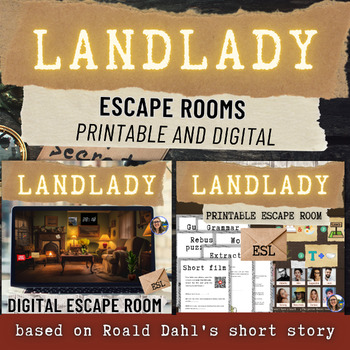 Preview of Landlady escape rooms bundle digital+printable ESL Upper-Intermediate