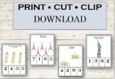 Landmark Count & Clip Cards- Montessori- Fine Motor -Homeschool