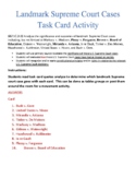 Landmark Court Cases Task Cards Civics 3.12