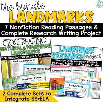 Preview of Landmark Research End of the Year Project Informative Writing & Reading Passages