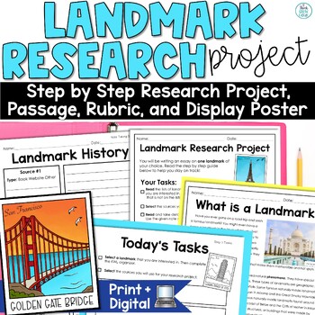 Preview of Landmark Research Writing Project Template Poster and Graphic Organizers