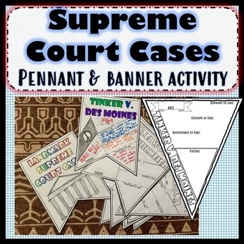 Preview of Landmark Supreme Court Cases Pennant Concept Word Wall SS.7.CG.3.11 Revised