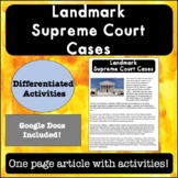 Landmark Supreme Court Cases Reading Passage and Activities 