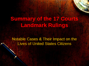 Landmark Supreme Court Cases Summary of Each Courts Rulings by Alta s