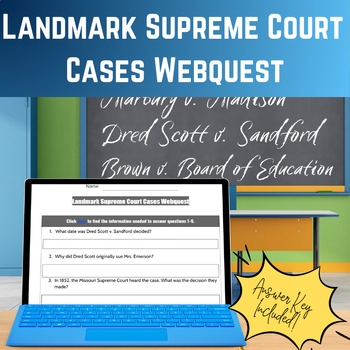 Preview of Landmark Supreme Court Cases WebQuest