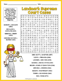 LANDMARK SUPREME COURT CASES Word Search Puzzle Worksheet 