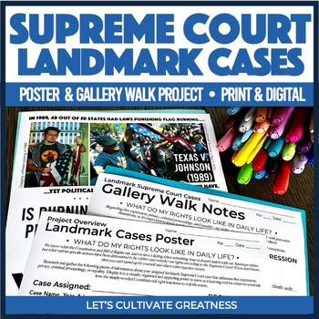 Preview of Landmark Supreme Court Cases Project- Judicial Branch Activity Civil Liberties