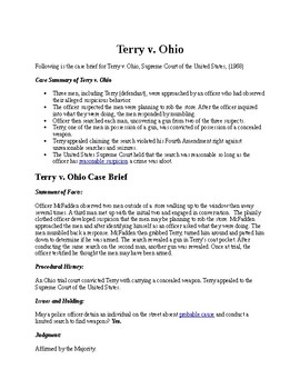 Landmark Supreme Court Decisions: Terry v Ohio privacy and searches