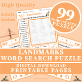 Landmarks Word Search Puzzle Worksheet Activity