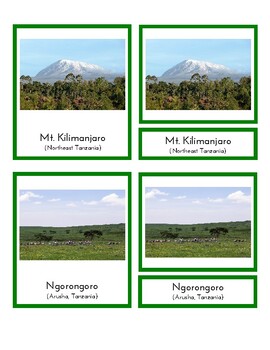 Preview of Landmarks in Africa (3-Part Montessori Cards)