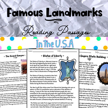 Preview of Landmarks in the USA with Distance Learning