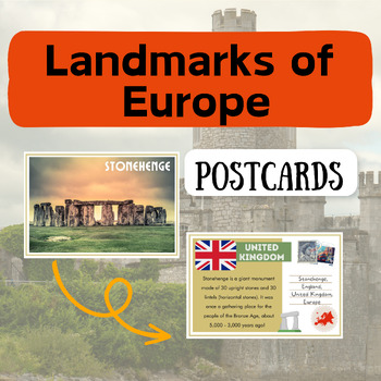 Preview of Landmarks of Europe Postcards | Geography Game | Social Studies | Culture Cards