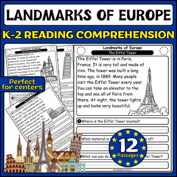 Preview of Landmarks of Europe Reading Comprehension for K-2 | European Landmarks Reading