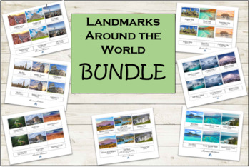 Preview of Landmarks of the World 3-Part Cards BUNDLE