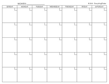 Landscape Calendar - Blank Template by Everything Kinder | TPT