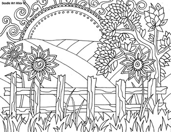 Download Landscape Coloring Book By Doodle Art Alley Teachers Pay Teachers