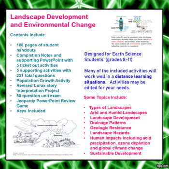 Preview of Landscape Development/Environmental Change Learning Activities
